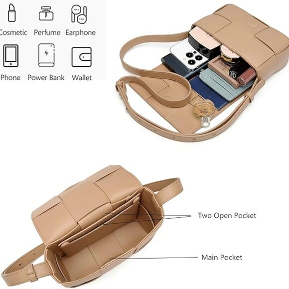 Woven Crossbody Cassette Bag Small Shoulder Bag - Picture 5 of 5